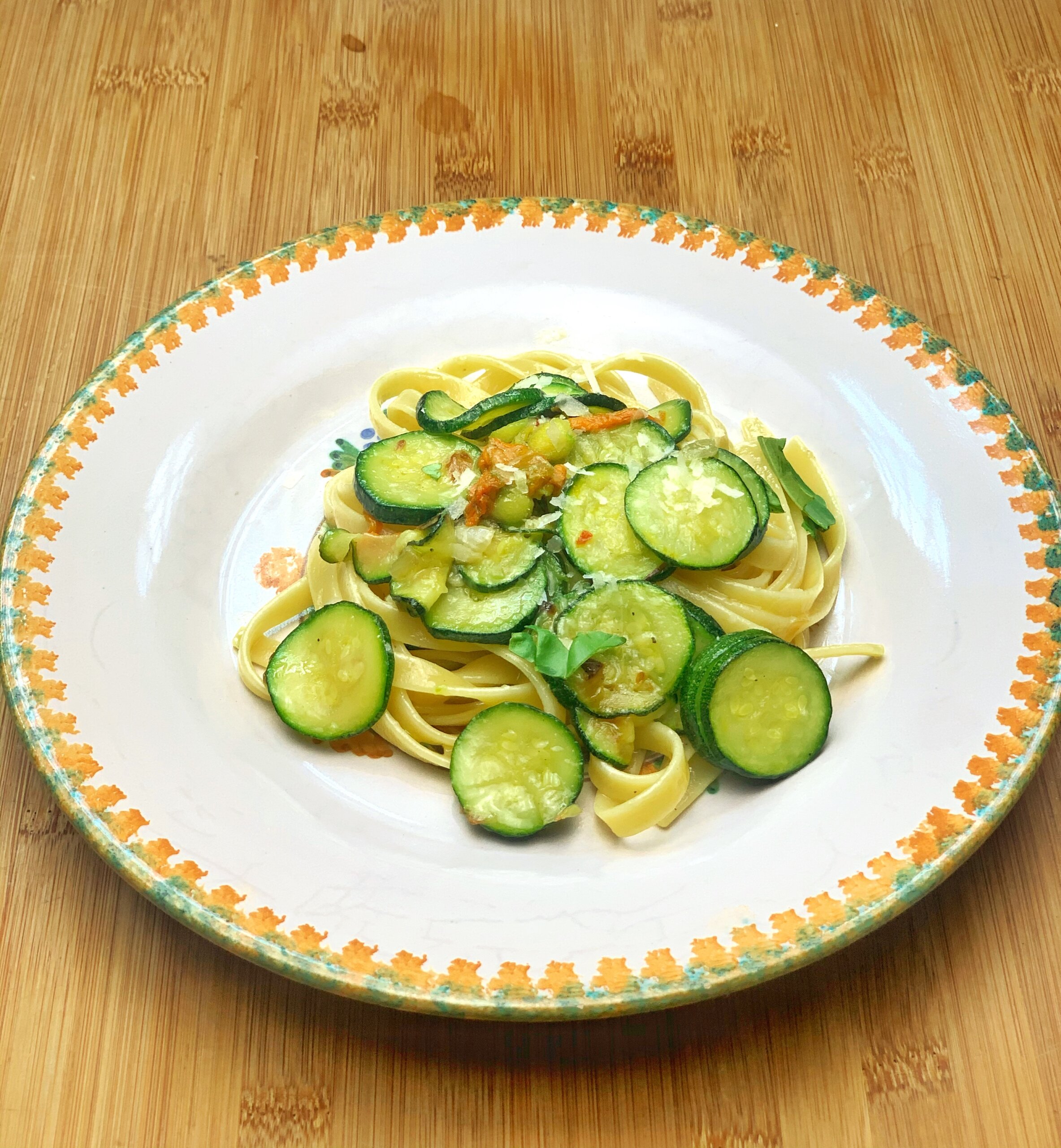 Linguine with Spring Courgettes and blossoms Ravida